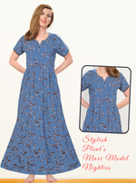 New Arrival MANGAI Premium ALPINE MAXI Model Nighty - Stylish Fancy Maxi Model Nightwear for Stylish Women | Updated Collection's| Beautiful Flared & Pleated Model | Frock Model Nighties for Trendy Women's (HMS)