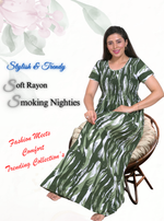 New Arrivals MANGAI Premium RAYON Smokey Nighty | Beautiful Pleated Design | Side Pocket | Stylish Nighty for Trendy Women's | Your Perfect Nightwear Collection's (RYS)