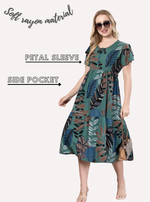 Rayon MAXI FROCK Model Nighties | Fancy Petal Sleeve | Fancy Neck & Side Pocket | Pleated Frock MAXI Style | Trendy Collection's for Stylish Women & Teenage Girl (PSG-H)