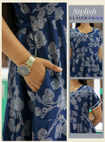 MANGAI New Alpine 3 Layer Frock for Women | Stylish Double Layer Sleeve Nighty with Fancy Neck | Back Tie Rope & Side Pocket | Flared Bottom Full Length Modern Nightwear (AFK)