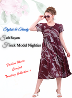 Rayon MAXI Length FROCK Model Nighties | Butterfly Sleeve's | Pleated Frock Style | Updated Collection's (FRK-H)