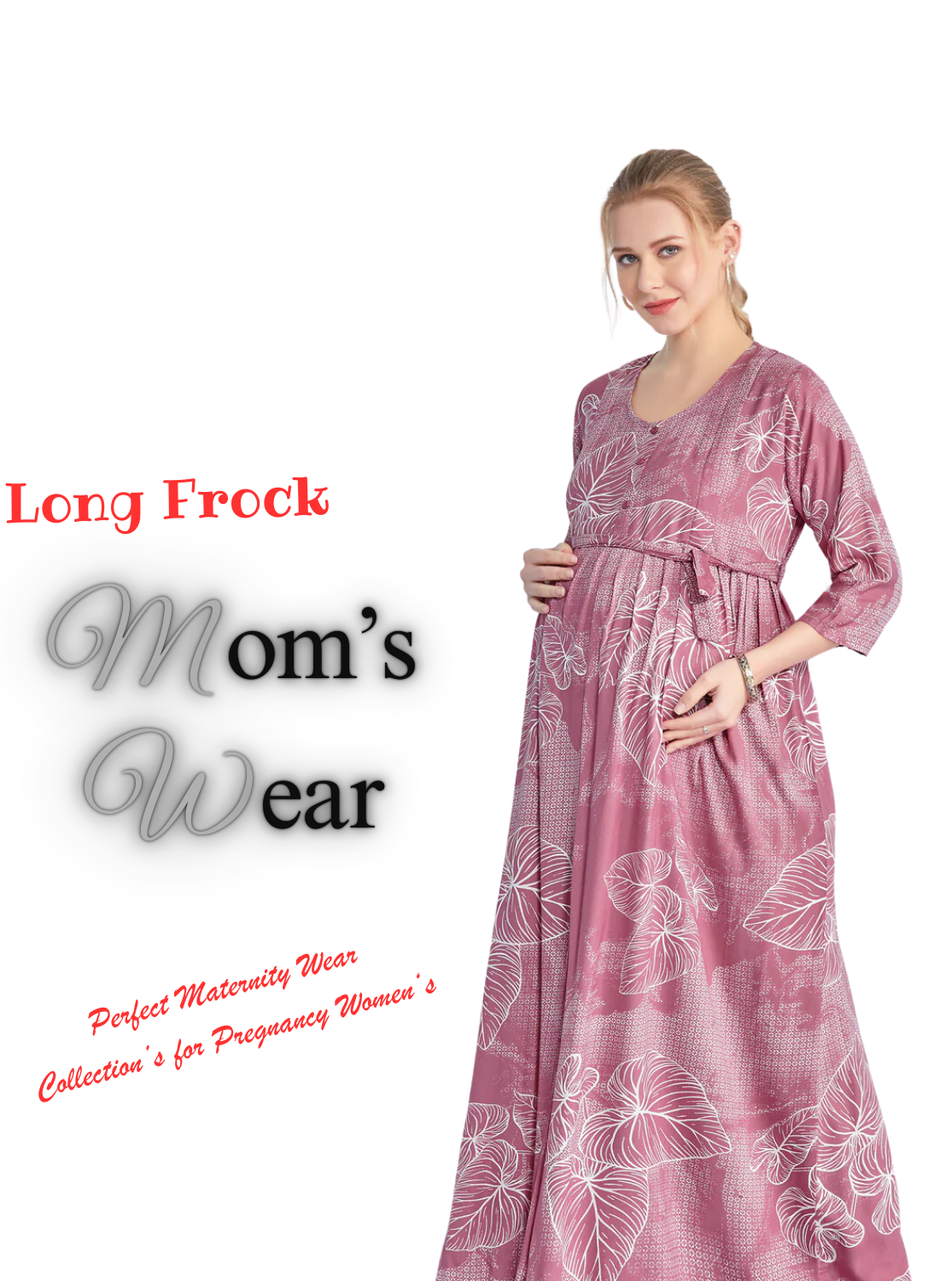 New ArrivalsONLY MINE Premium 4-IN-ONE Mom's Wear - Soft & Smooth Rayon | Maternity | Feeding | Long Frock | Casual Wear for Pregnancy Women's (4-IN-ONE-LFRK)