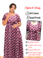 MANGAI Premium Casual Wear Cotton FROCK Model Nighties | Stylish Pleated Frock Style | Multipurpose Nighties | Casual & Pregnancy Wear | Pleated Model | Stylish Nighties for Stylish Women (MW)