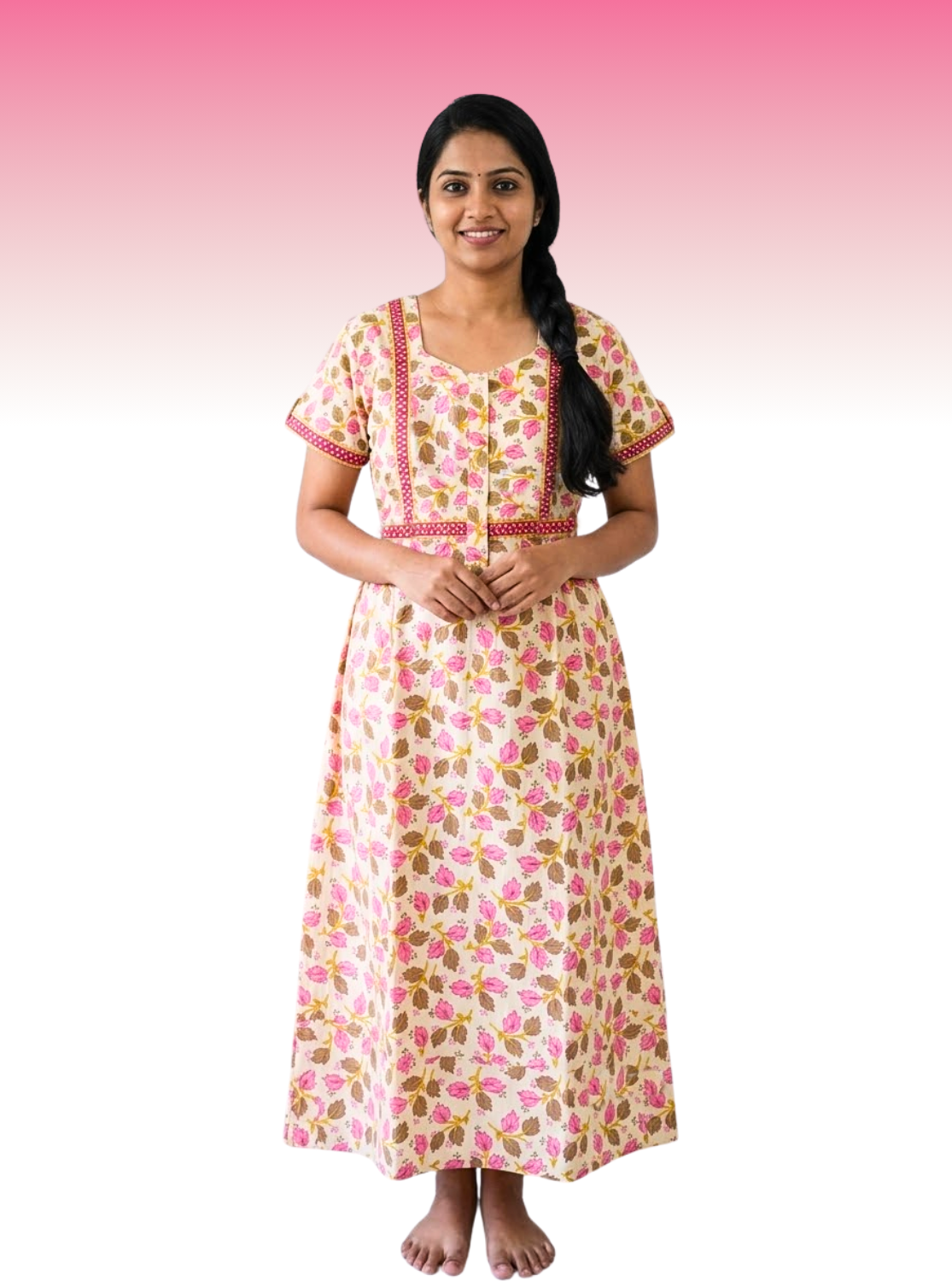 Cotton FROCK Model Casual Wear Nighties | Stylish Pleated Frock Style | Multipurpose Nighties | Pregnancy Wear | Pleated Model | Stylish Nighties for Stylish Women (PWC)