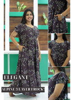 MANGAI New Alpine 3 Layer Frock for Women | Stylish Double Layer Sleeve Nighty with Fancy Neck | Back Tie Rope & Side Pocket | Flared Bottom Full Length Modern Nightwear (AFK)