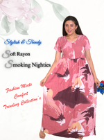 New Arrivals MANGAI Premium RAYON Smokey Nighty | Beautiful Pleated Design | Side Pocket | Stylish Nighty for Trendy Women's | Your Perfect Nightwear Collection's (RYS)