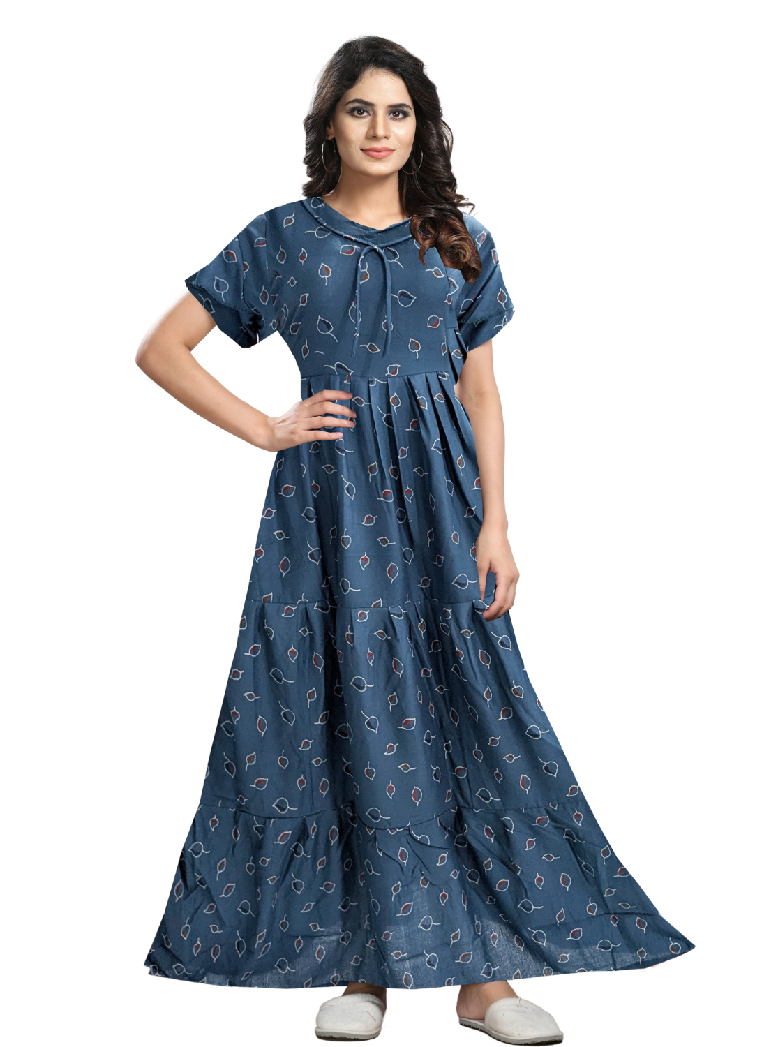 Fresh Arrivals MANGAI Alpine FULL FROCK Model Nighties | Beautiful Stylish Frock Style | Stylish Fancy Sleeves | Side Pocket | Perfect Nightwear Trendy Women's (FRK)