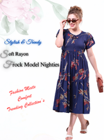 Rayon MAXI Length FROCK Model Nighties | Butterfly Sleeve's | Pleated Frock Style | Updated Collection's (FRK-H)