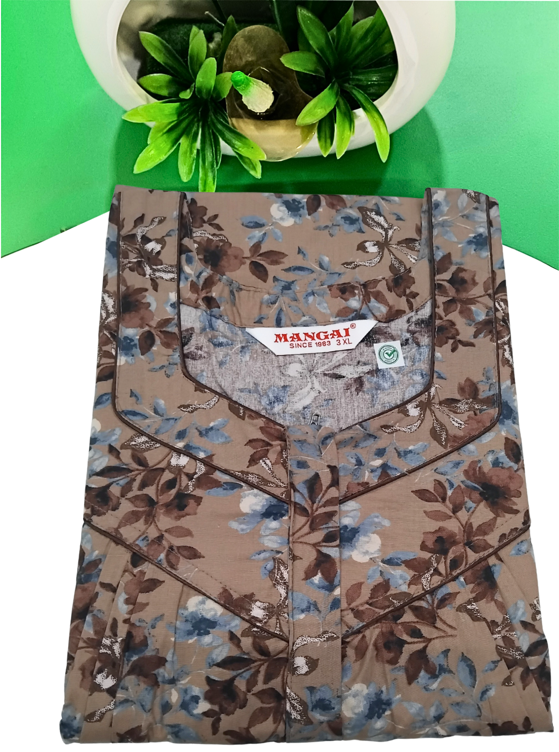 MANGAI Cotton Straight Zip Feeding Nighty |Post Pregnancy | Comfort and Style | Pleated Model | Soft Cotton Feeding Nighties (STF)