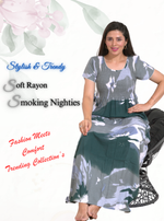 New Arrivals MANGAI Premium RAYON Smokey Nighty | Beautiful Pleated Design | Side Pocket | Stylish Nighty for Trendy Women's | Your Perfect Nightwear Collection's (RYS)