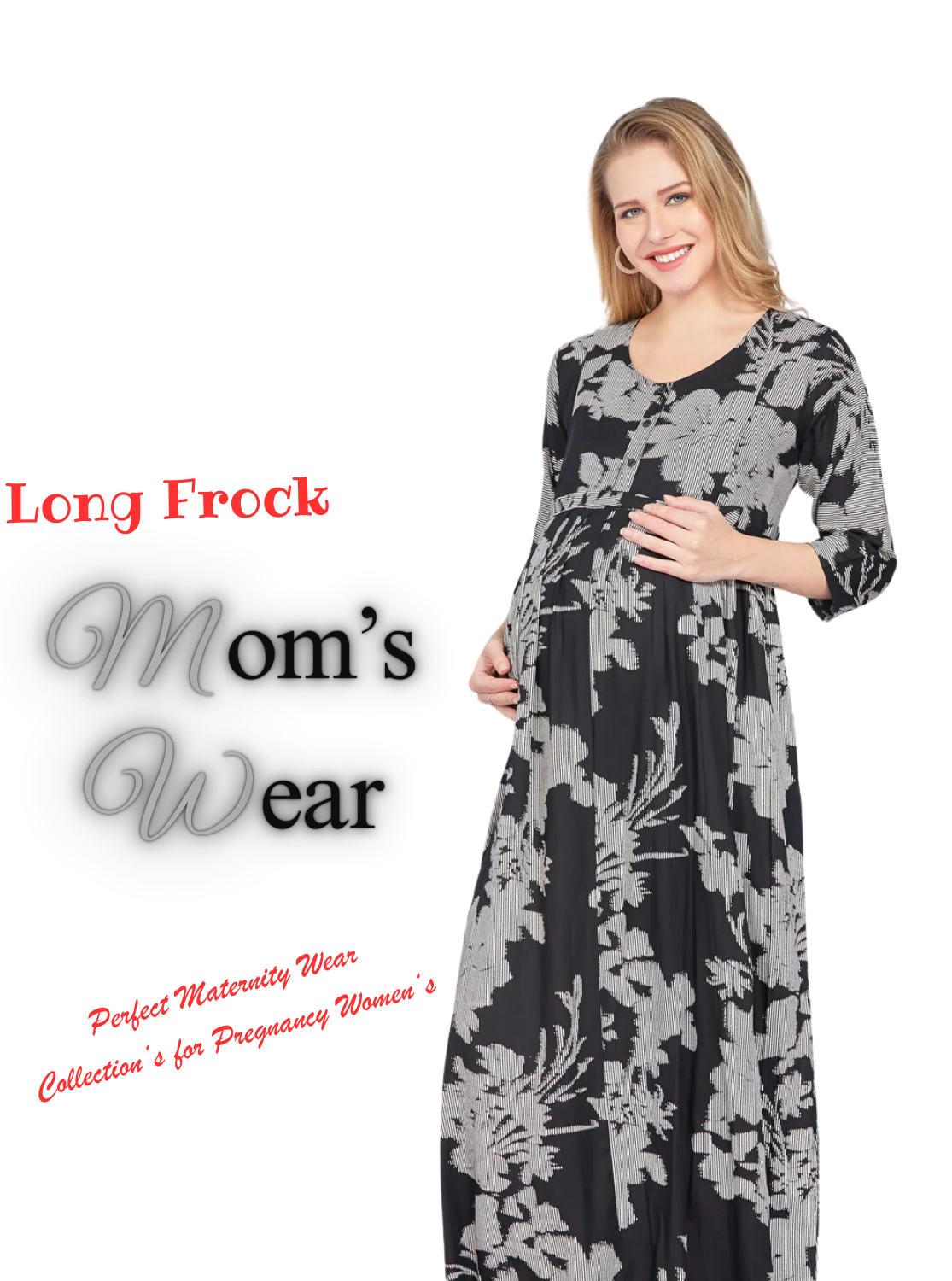 New ArrivalsONLY MINE Premium 4-IN-ONE Mom's Wear - Soft & Smooth Rayon | Maternity | Feeding | Long Frock | Casual Wear for Pregnancy Women's (4-IN-ONE-LFRK)