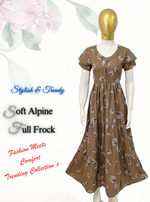 Fresh Arrivals MANGAI Alpine FULL FROCK Model Nighties | Beautiful Stylish Frock Style | Stylish Fancy Sleeves | Side Pocket | Perfect Nightwear Trendy Women's (FRK)