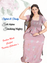 New Arrivals ONLY MINE Premium ALPINE Smokey Nighty | Beautiful Pleated Design | Side Pocket | Stylish Nighty for Trendy Women's | Your Perfect Nightwear Collection's (ALS)