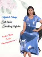 New Arrivals MANGAI Premium RAYON Smokey Nighty | Beautiful Pleated Design | Side Pocket | Stylish Nighty for Trendy Women's | Your Perfect Nightwear Collection's (RYS)