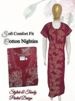 MANGAI New Regular Fit Cotton PrintedNighties - All Over Printed Stylish Nightwear for Stylish Women | Side Cut Pocket | Beautiful Nighties for Stylish Women's (EM)