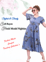 Rayon MAXI Length FROCK Model Nighties | Butterfly Sleeve's | Pleated Frock Style | Updated Collection's (FRK-H)