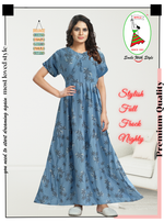 Fresh Arrivals MANGAI Alpine FULL FROCK Model Nighties | Beautiful Stylish Frock Style | Stylish Fancy Sleeves | Side Pocket | Perfect Nightwear Trendy Women's (FRK)