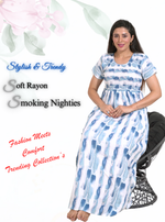 New Arrivals MANGAI Premium RAYON Smokey Nighty | Beautiful Pleated Design | Side Pocket | Stylish Nighty for Trendy Women's | Your Perfect Nightwear Collection's (RYS)