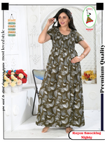 MANGAI Premium RAYON Smocking Nighty | Beautiful Pleated Design | Side Pocket | Stylish Nighty for Trendy Women's | Your Perfect Nightwear Collection's (RYS)