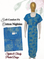 MANGAI New Regular Fit Cotton PrintedNighties - All Over Printed Stylish Nightwear for Stylish Women | Side Cut Pocket | Beautiful Nighties for Stylish Women's (EM)