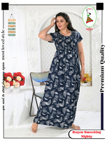 MANGAI Premium RAYON Smocking Nighty | Beautiful Pleated Design | Side Pocket | Stylish Nighty for Trendy Women's | Your Perfect Nightwear Collection's (RYS)