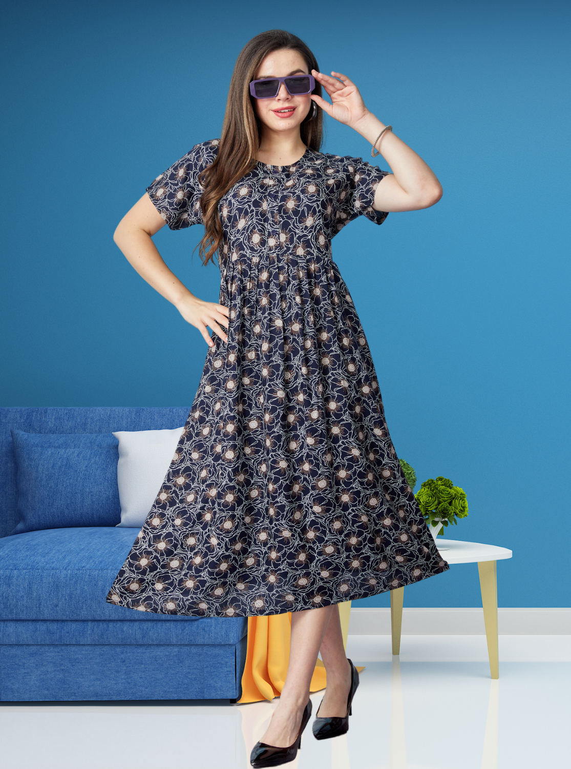 Rayon MAXI Length FROCK Model Nighties | Regular Sleeve's | Pleated Frock Style | Updated Collection's (FRK-H)