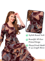 Latest Arrivals ONLY MINE Premium Rayon FROCK Model Pleated Nighties - Style 3/4 Length Sleeve | Soft & Smooth Cloths | Stylish Look | Perfect Nightdress for Trendy Women's (RCP)