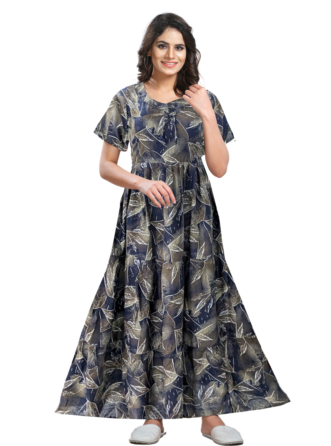 Fresh Arrivals MANGAI Alpine FULL FROCK Model Nighties | Beautiful Stylish Frock Style | Stylish Fancy Sleeves | Side Pocket | Perfect Nightwear Trendy Women's (FRK)