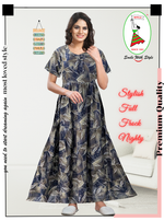 Fresh Arrivals MANGAI Alpine FULL FROCK Model Nighties | Beautiful Stylish Frock Style | Stylish Fancy Sleeves | Side Pocket | Perfect Nightwear Trendy Women's (FRK)