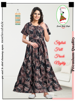 Fresh Arrivals MANGAI Alpine FULL FROCK Model Nighties | Beautiful Stylish Frock Style | Stylish Fancy Sleeves | Side Pocket | Perfect Nightwear Trendy Women's (FRK)