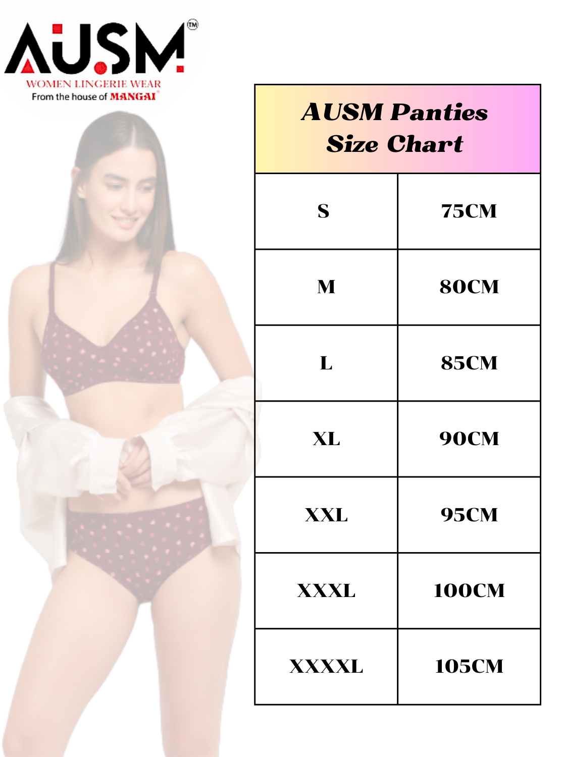 AUSM Premium Cotton Panty - Superior Quality | Comfort Elastic Type | Beautiful Plain Panties