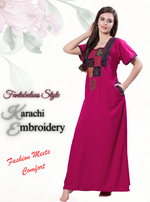 MANGAI Premium KARACHI Embroidery Nighties | Beautiful Embroidery Design's | Branded Quality | Half Sleeve | Regular Model | Stylish Nightdress for Women (KEM)