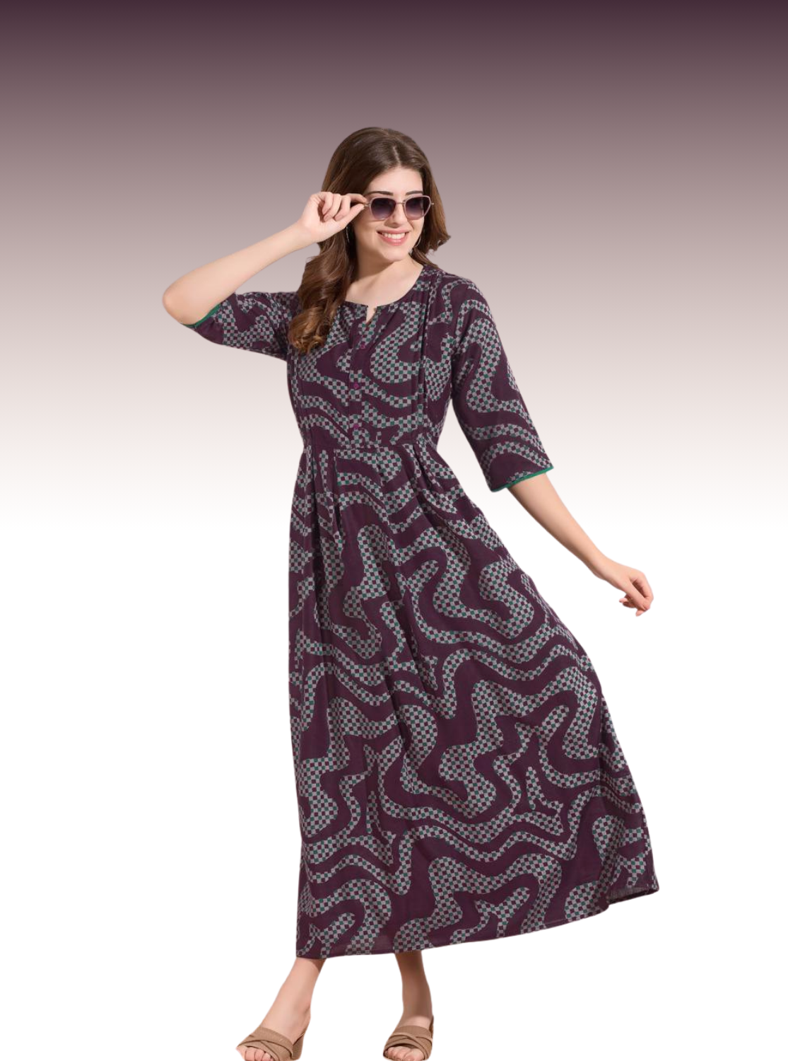 Alpine KURTI Style | Beautiful Stylish KURTI Model | Long 3/4 Sleeve & Side Pocket | Fresh Collection's for Stylish Women's (AK-3/4)