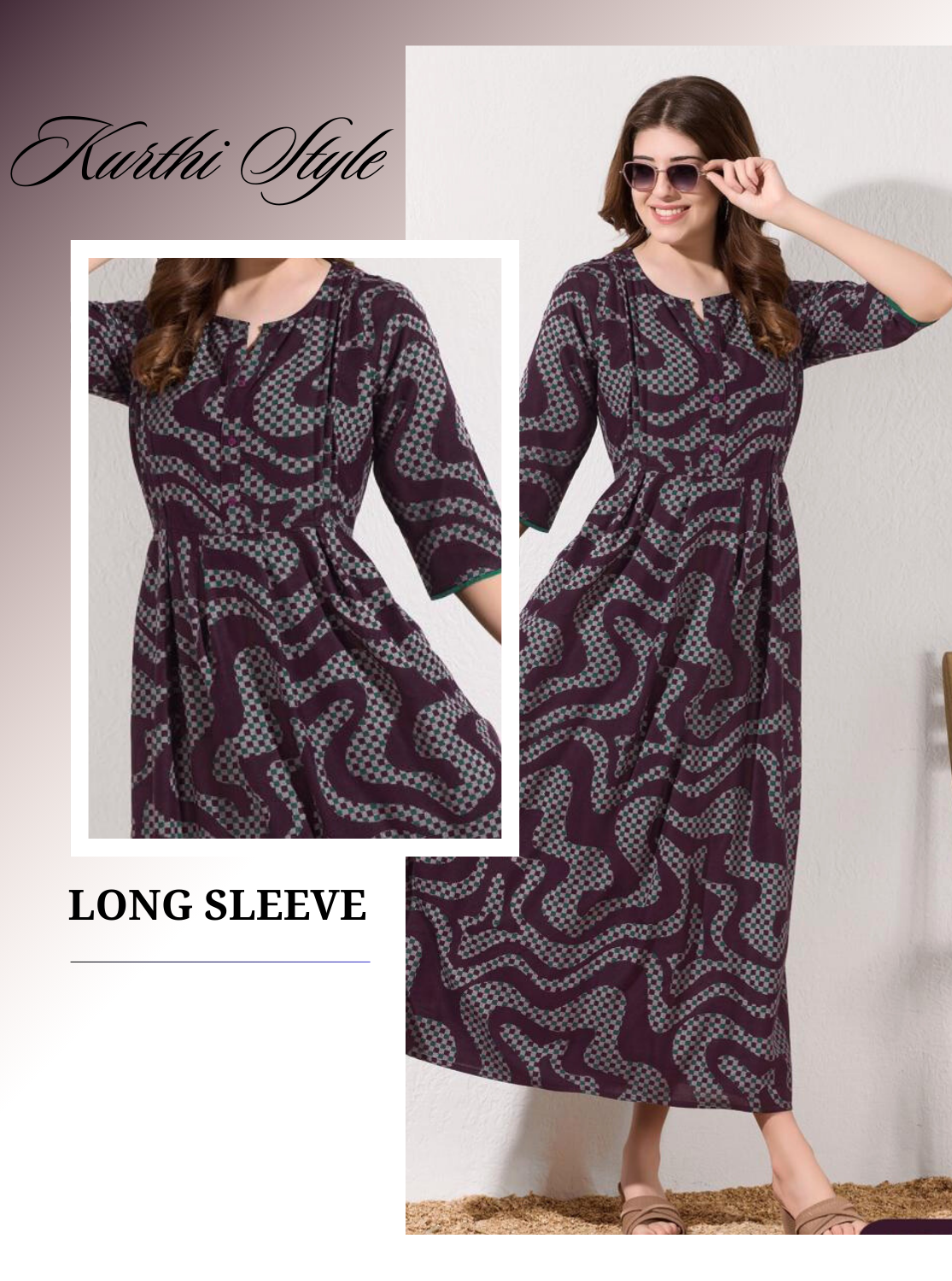 Alpine KURTI Style | Beautiful Stylish KURTI Model | Long 3/4 Sleeve & Side Pocket | Fresh Collection's for Stylish Women's (AK-3/4)