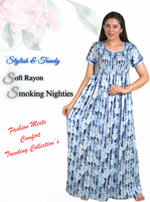 New Arrivals MANGAI Premium RAYON Smokey Nighty | Beautiful Pleated Design | Side Pocket | Stylish Nighty for Trendy Women's | Your Perfect Nightwear Collection's (RYS)