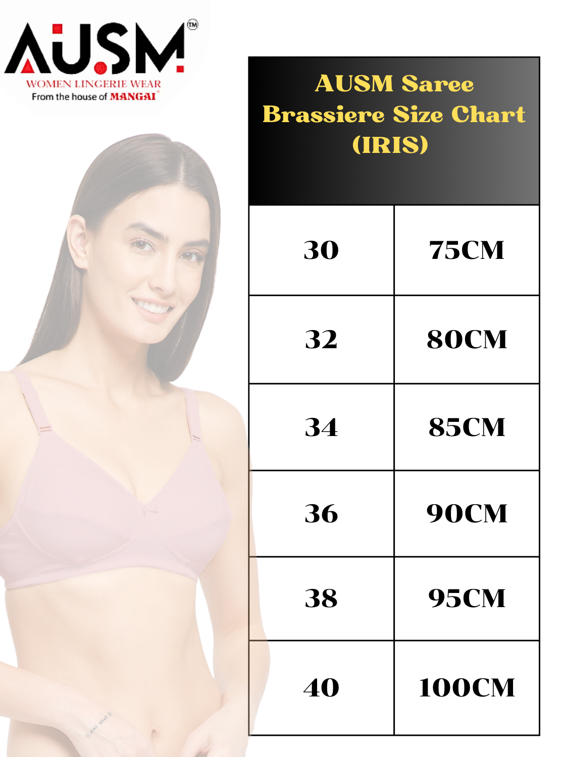 AUSM IRIS - Saree Brassiere | Daily Comfort | Suitable for all Saree's | Branded Quality | Soft & Smooth Brassiere's (IRIS)