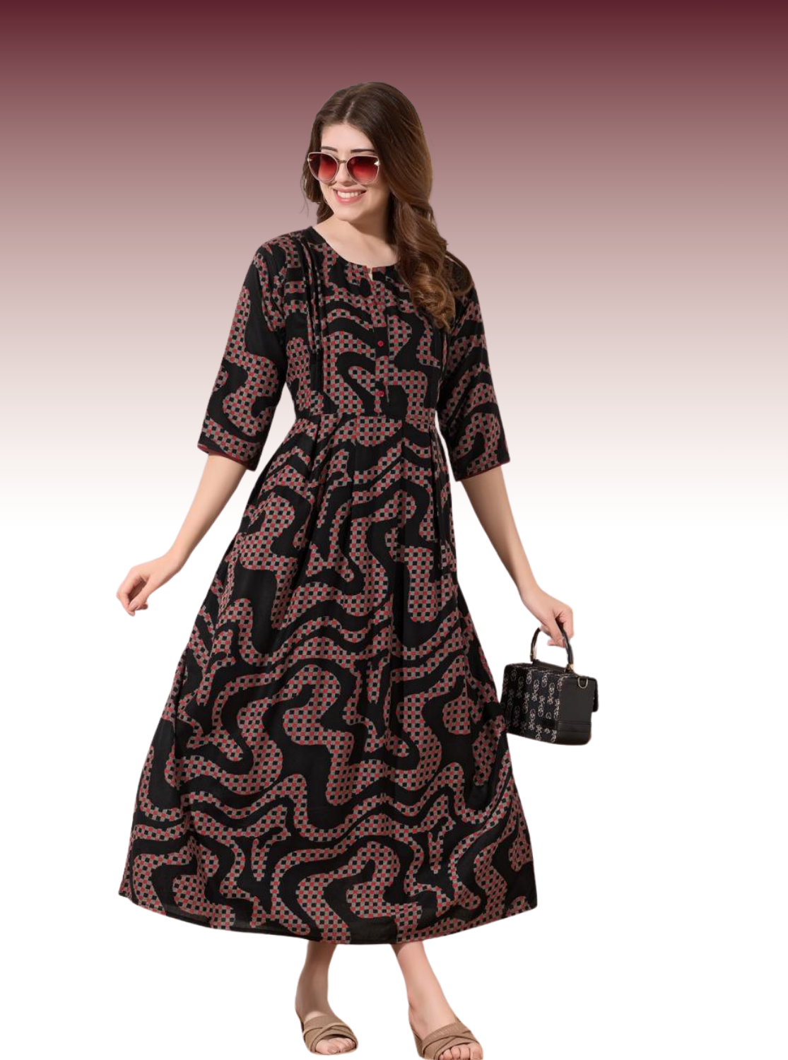 Alpine KURTI Style | Beautiful Stylish KURTI Model | Long 3/4 Sleeve & Side Pocket | Fresh Collection's for Stylish Women's (AK-3/4)