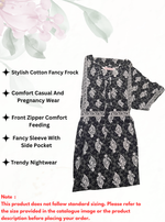 MANGAI Premium Casual Wear Cotton FROCK Model Nighties | Stylish Pleated Frock Style | Multipurpose Nighties | Casual & Pregnancy Wear | Pleated Model | Stylish Nighties for Stylish Women (MW)