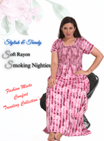 New Arrivals MANGAI Premium RAYON Smokey Nighty | Beautiful Pleated Design | Side Pocket | Stylish Nighty for Trendy Women's | Your Perfect Nightwear Collection's (RYS)