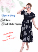 Rayon MAXI Length FROCK Model Nighties | Butterfly Sleeve's | Pleated Frock Style | Updated Collection's (FRK-H)