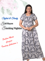 New Arrivals MANGAI Premium RAYON Smokey Nighty | Beautiful Pleated Design | Side Pocket | Stylish Nighty for Trendy Women's | Your Perfect Nightwear Collection's (RYS)