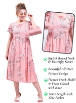 Rayon MAXI Length FROCK Model Nighties | Butterfly Sleeve's | Pleated Frock Style | Updated Collection's (FRK-H)