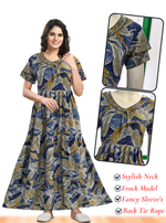 Fresh Arrivals MANGAI Alpine FULL FROCK Model Nighties | Beautiful Stylish Frock Style | Stylish Fancy Sleeves | Side Pocket | Perfect Nightwear Trendy Women's (FRK)