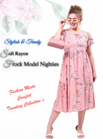 Rayon MAXI Length FROCK Model Nighties | Butterfly Sleeve's | Pleated Frock Style | Updated Collection's (FRK-H)