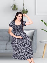 New Arrivals ONLY MINE Premium ALPINE Smokey Nighty | Beautiful Pleated Design | Side Pocket | Stylish Nighty for Trendy Women's | Your Perfect Nightwear Collection's (ALS)