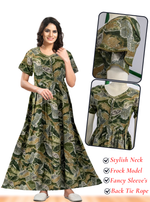 Fresh Arrivals MANGAI Alpine FULL FROCK Model Nighties | Beautiful Stylish Frock Style | Stylish Fancy Sleeves | Side Pocket | Perfect Nightwear Trendy Women's (FRK)