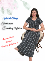 New Arrivals MANGAI Premium RAYON Smokey Nighty | Beautiful Pleated Design | Side Pocket | Stylish Nighty for Trendy Women's | Your Perfect Nightwear Collection's (RYS)