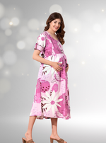 New Stylish Digital Printed Rayon Maternity MAXI Frock | Feeding Friendly Vertical Invisible Zipper's | Adjustable Back Tie Rope | Side Pocket with Fancy Sleeve's | Perfect Maternity Feeding MAXI Frock (DRM)