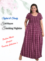 New Arrivals MANGAI Premium RAYON Smokey Nighty | Beautiful Pleated Design | Side Pocket | Stylish Nighty for Trendy Women's | Your Perfect Nightwear Collection's (RYS)