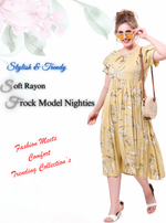 Rayon MAXI Length FROCK Model Nighties | Butterfly Sleeve's | Pleated Frock Style | Updated Collection's (FRK-H)